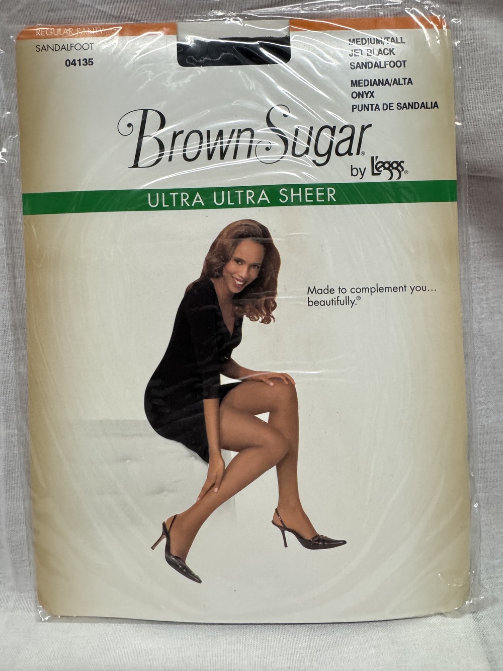 L'eggs Brown Sugar Women's Pantyhose Jet Black Size Medium Tall Ultra Sheer